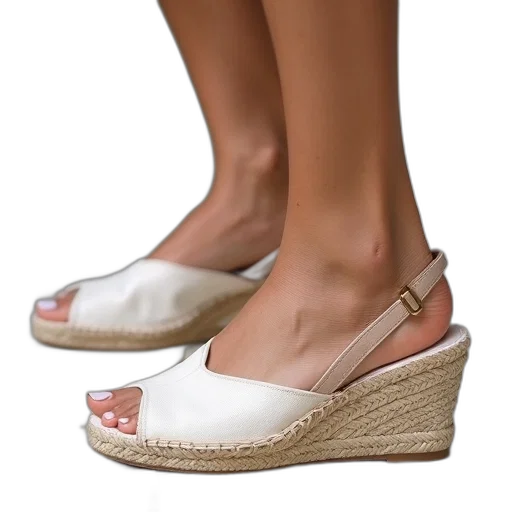 shoes, 3d render, photorealistic, close, view, linen, raftan, espadrille transparent PNG cut-out