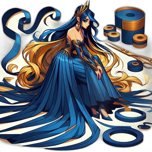 dress, jewelry, hair, fantasy art, concept art, pixel art, anime, blue transparent PNG cut-out