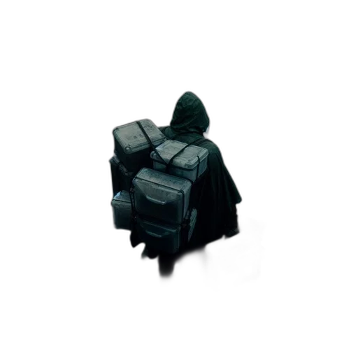 jacket, weapon, umbrella, robot, concept art, pixel art, 3d render, cyberpunk transparent PNG cut-out