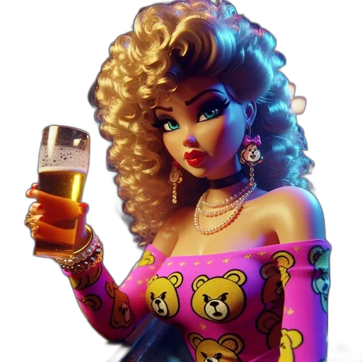 jewelry, concept art, fantasy art, cartoon, pixel art, neon lights, woman, voluminous transparent PNG cut-out