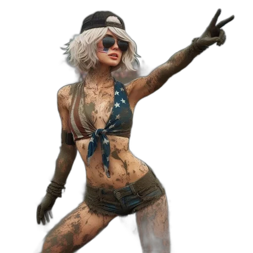 staff, weapon, concept art, cyberpunk, fantasy art, 3d render, woman, muddy transparent PNG cut-out