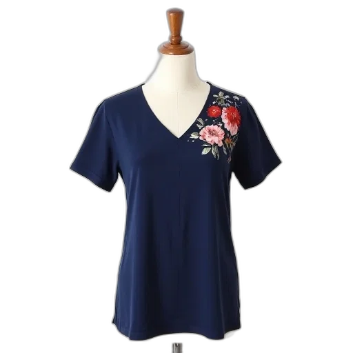 dress, mannequin, wearing, dark, blue, top, floral, pattern transparent PNG cut-out
