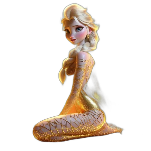 dress, food, 3d render, concept art, fantasy art, animated, female, blonde transparent PNG cut-out