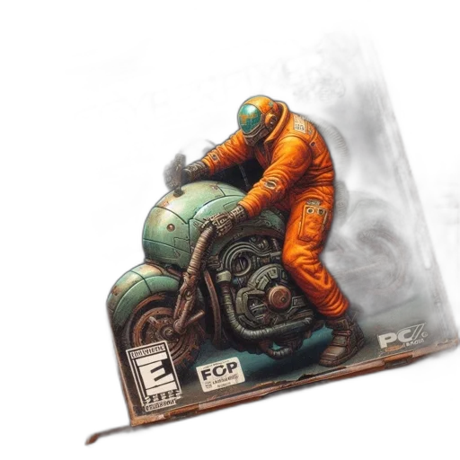robot, jacket, weapon, car, concept art, fantasy art, comic book art, cyberpunk transparent PNG cut-out