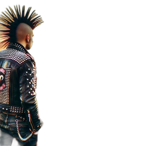 jacket, hair, robot, crown, cyberpunk, 3d render, concept art, person transparent PNG cut-out