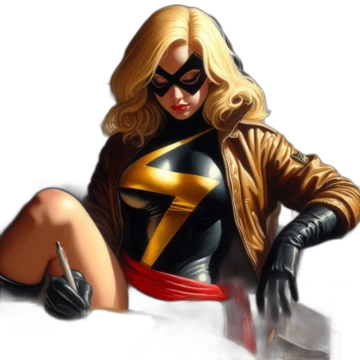 comic book art, concept art, photorealistic, cartoon, golden, woman, blonde, hair transparent PNG cut-out