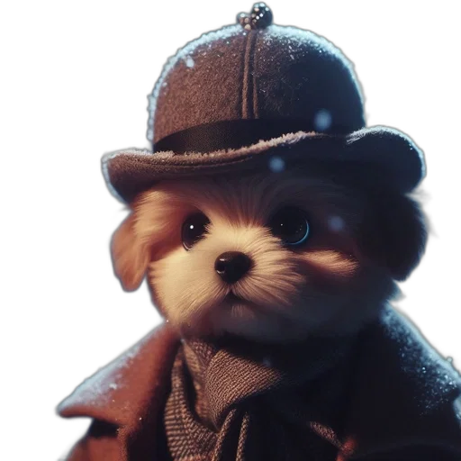 hat, staff, animal, 3d render, concept art, photorealistic, fantasy art, adorable transparent PNG cut-out