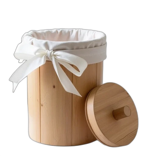 furniture, 3d render, wooden, trash, can, white, cloth, interior transparent PNG cut-out