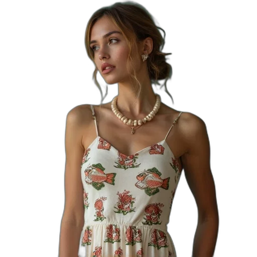 dress, jewelry, photorealistic, earth tones transparent PNG cut-out