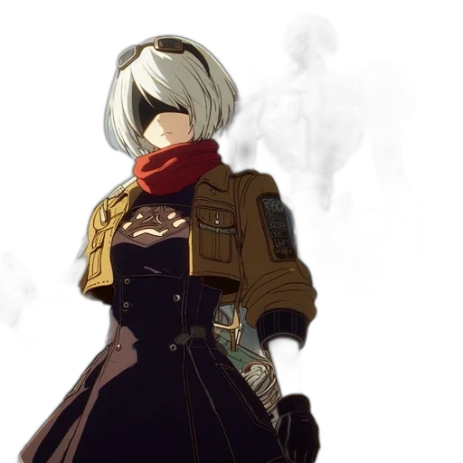 jacket, mask, weapon, staff, concept art, anime, pixel art, cyberpunk transparent PNG cut-out