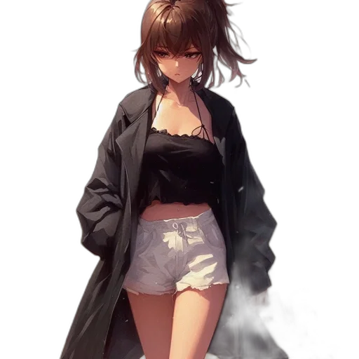 jacket, dress, weapon, umbrella, concept art, photorealistic, anime, cyberpunk transparent PNG cut-out