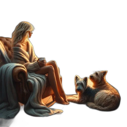 concept art, oil painting, photorealistic, fantasy art, forest, seaside, room, woman transparent PNG cut-out