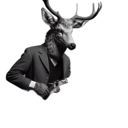 animal, staff, mask, jacket, concept art, fantasy art, photorealistic, cartoon transparent PNG cut-out