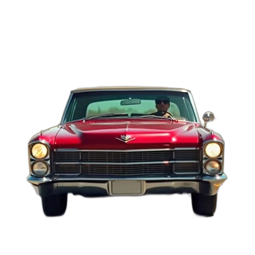 car, crown, 3d render, photorealistic, concept art, red, cadillac, driving transparent PNG cut-out