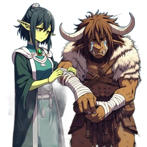staff, animal, concept art, fantasy art, comic book art, anime, green, scene transparent PNG cut-out