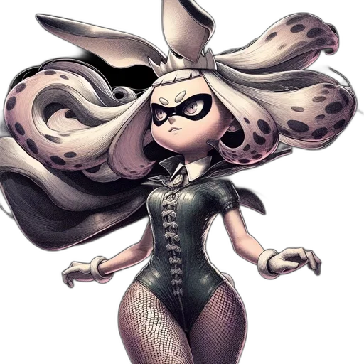 dress, hair, mask, animal, concept art, cartoon, 3d render, comic book art transparent PNG cut-out