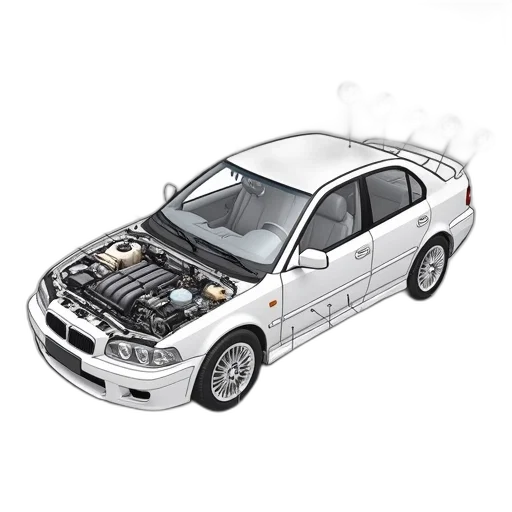car, 3d render, photorealistic, detailed, illustration, engine, compartment, various transparent PNG cut-out