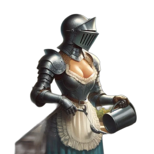 dress, sword, robot, weapon, concept art, fantasy art, 3d render, pixel art transparent PNG cut-out
