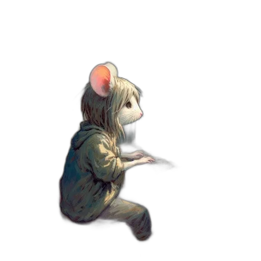 creature, animal, jacket, staff, concept art, pixel art, watercolor, 3d render transparent PNG cut-out