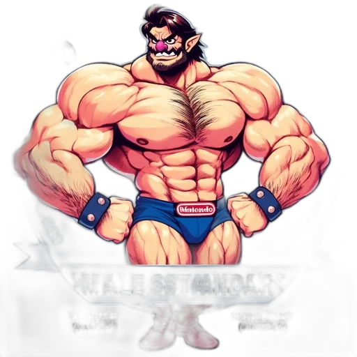 concept art, pixel art, cartoon, 3d render, animated, muscular, figure, stands transparent PNG cut-out