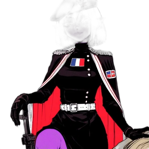 jacket, staff, dress, robot, concept art, 3d render, anime, vaporwave transparent PNG cut-out