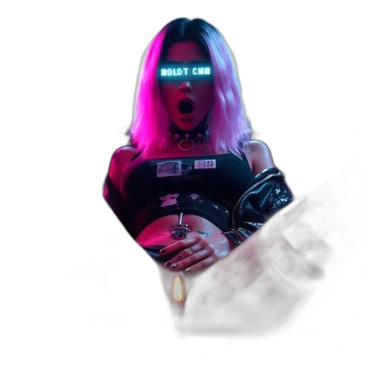 jacket, mask, robot, face, cyberpunk, concept art, vaporwave, 3d render transparent PNG cut-out