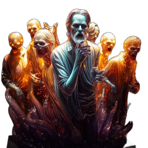 concept art, comic book art, fantasy art, illuminated, glass, sculpture, displays, intricately transparent PNG cut-out