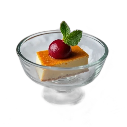 food, 3d render, clear, glass, bowl, filled, slice, cake transparent PNG cut-out
