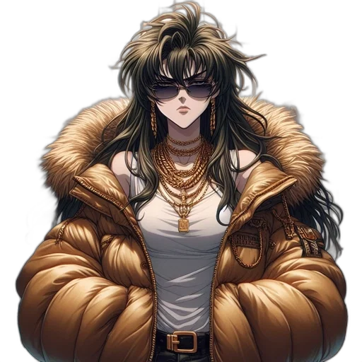 jacket, hair, weapon, mask, concept art, anime, cyberpunk, comic book art transparent PNG cut-out