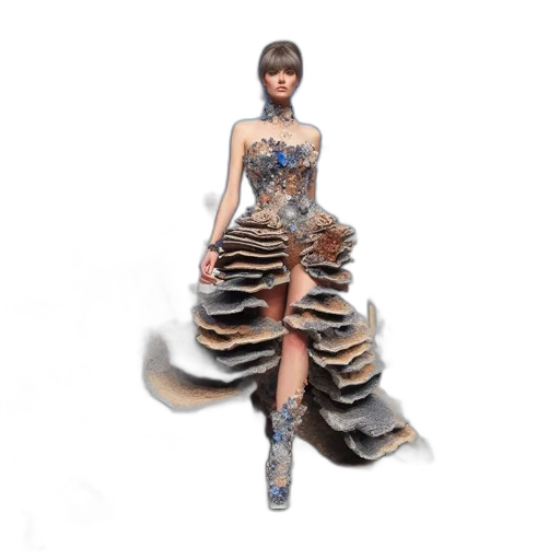 dress, 3d render, concept art, photorealistic, fantasy art, fashion, show, geological transparent PNG cut-out