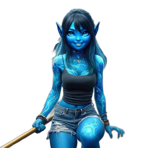 staff, mask, fantasy art, concept art, comic book art, 3d render, blue, picturesque transparent PNG cut-out