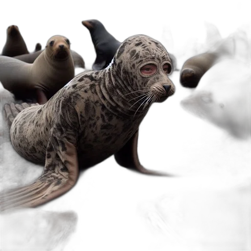 animal, creature, 3d render, concept art, photorealistic, fantasy art, underwater, seals transparent PNG cut-out
