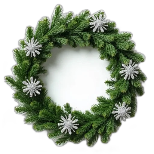 crown, jewelry, flower, 3d render, green, wreath, snowflakes, white transparent PNG cut-out