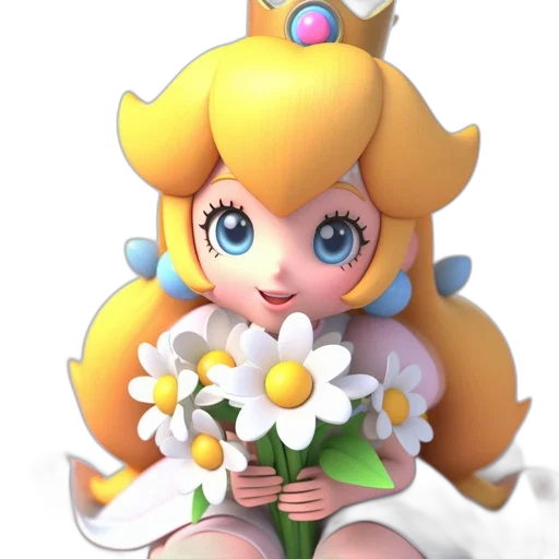 crown, dress, flower, staff, 3d render, concept art, pixel art, photorealistic transparent PNG cut-out