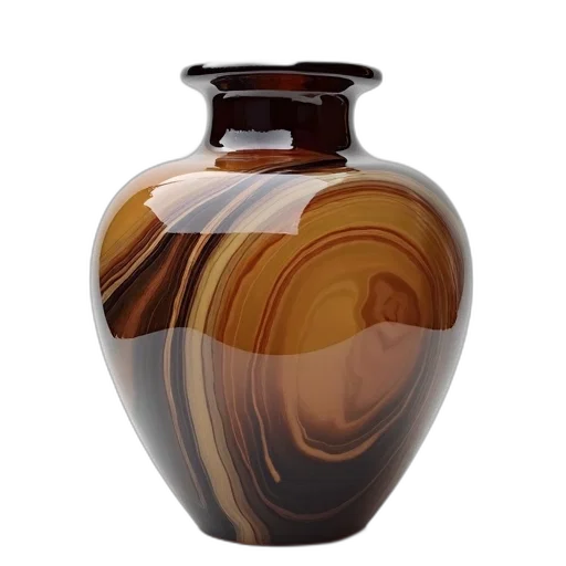 bottle, photorealistic, 3d render, earth tones, glossy, marbled, glass, vase transparent PNG cut-out
