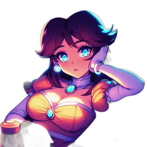 robot, dress, face, jewelry, anime, concept art, pixel art, vaporwave transparent PNG cut-out