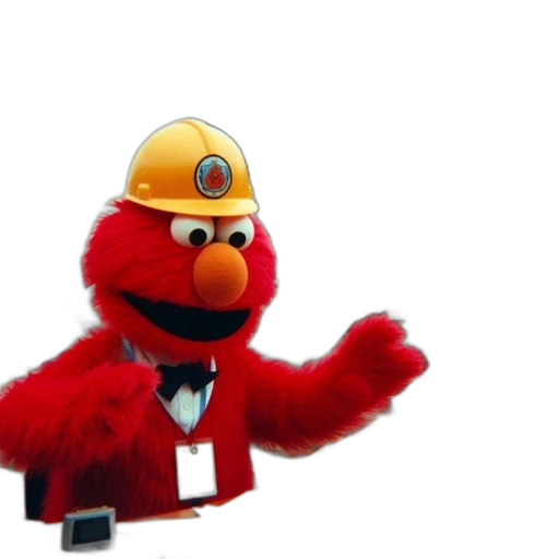 staff, animal, robot, hat, 3d render, elmo, character, sesame transparent PNG cut-out