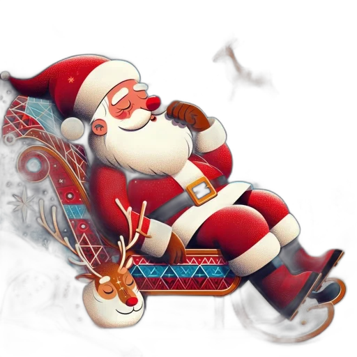 photorealistic, concept art, santa, rests, his, sleigh, amidst, starry transparent PNG cut-out