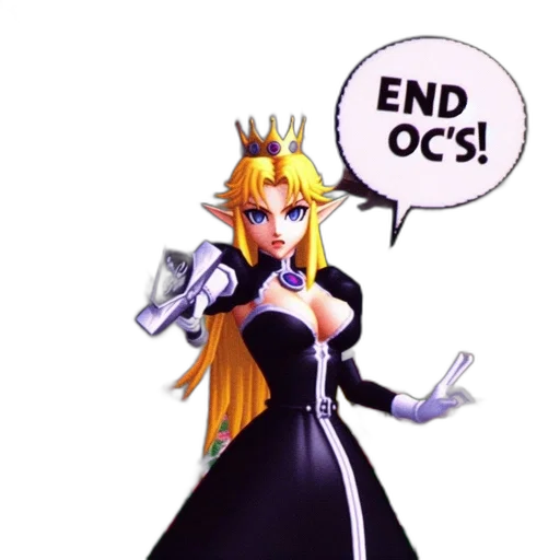 crown, dress, concept art, 3d render, pixel art, anime, blonde-haired, character transparent PNG cut-out