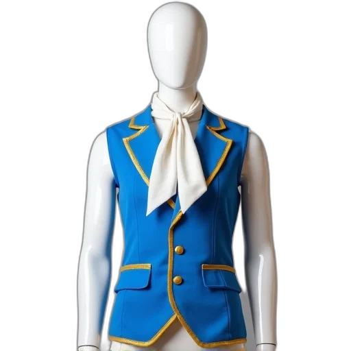 jacket, dress, staff, 3d render, concept art, blue, mannequin, dressed transparent PNG cut-out