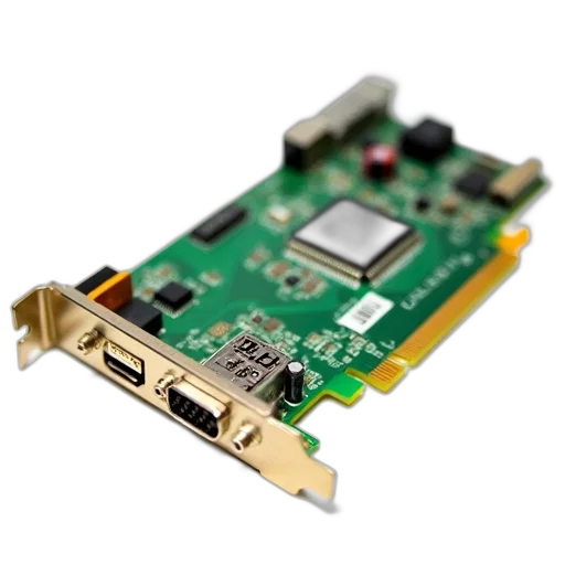 3d render, close-up, image, computer, graphics, card, green, pcb transparent PNG cut-out
