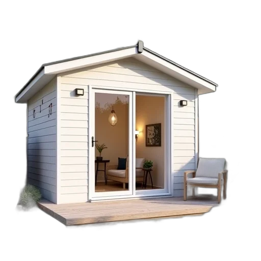 furniture, building, 3d render, photorealistic, concept art, small, white, modern transparent PNG cut-out