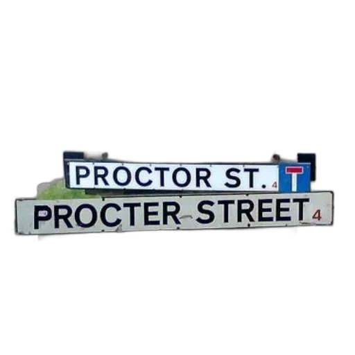 city street, street, sign, proctor, word, misspelled, procter transparent PNG cut-out