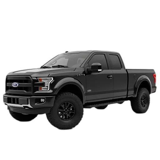 3d render, photorealistic, black, pickup, truck, closed, top, parked transparent PNG cut-out