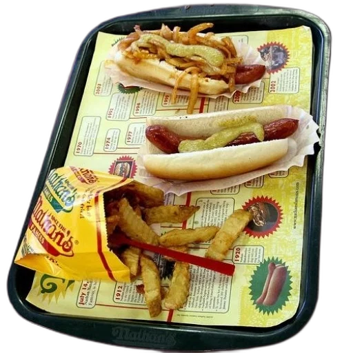 food, tray, hot, dogs, fries, nathan transparent PNG cut-out