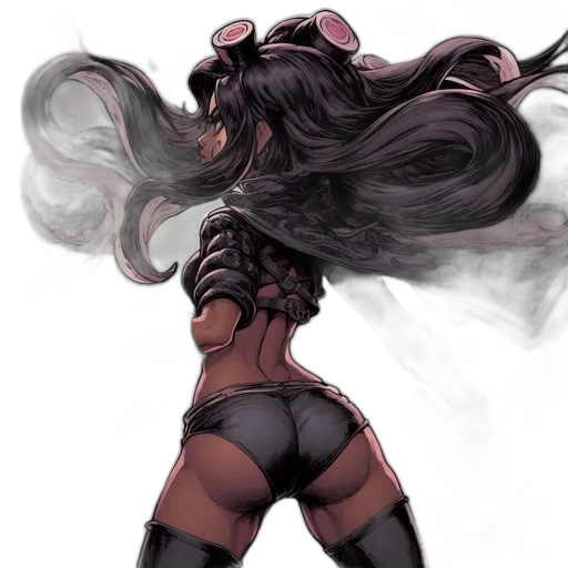 hair, mask, concept art, fantasy art, anime, comic book art, fire, dark transparent PNG cut-out
