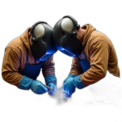 mask, staff, jacket, robot, concept art, 3d render, underwater, two transparent PNG cut-out