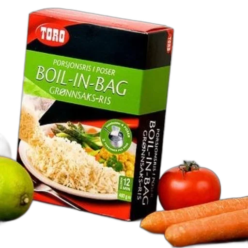 food, box, toro, boil-in-bag, grønnsaks-ris, sits, counter, fresh transparent PNG cut-out