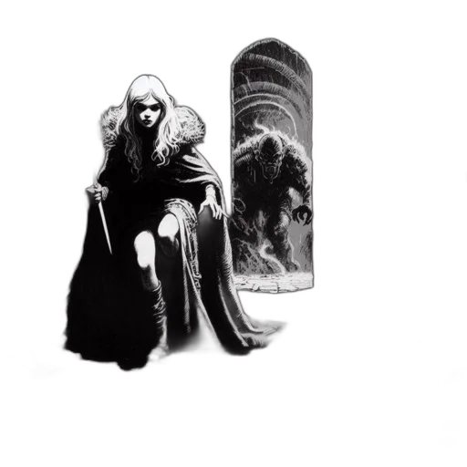 creature, sword, jacket, mask, concept art, fantasy art, comic book art, pixel art transparent PNG cut-out