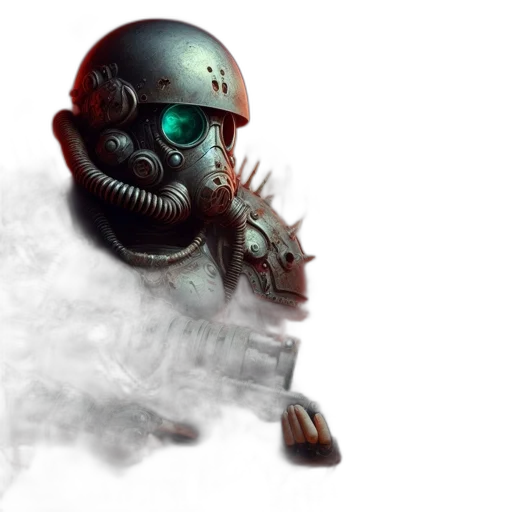 robot, mask, weapon, creature, concept art, cyberpunk, 3d render, fantasy art transparent PNG cut-out